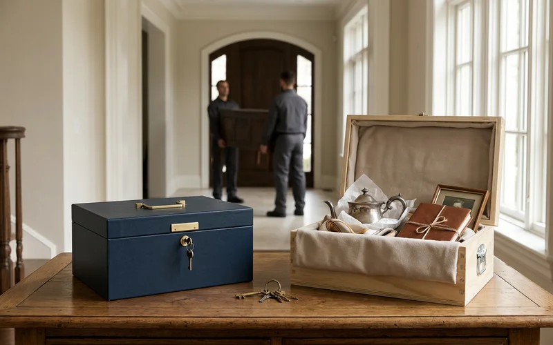 Graphic comparing securing and dispersing estate contents before probate