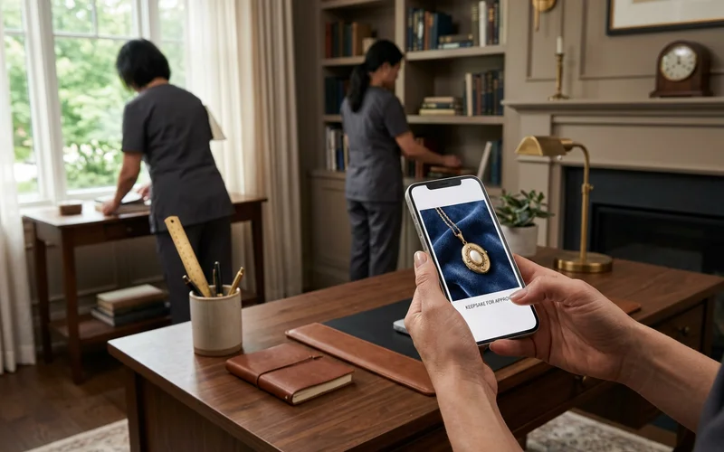 Phone showing a keepsake photo for remote approval