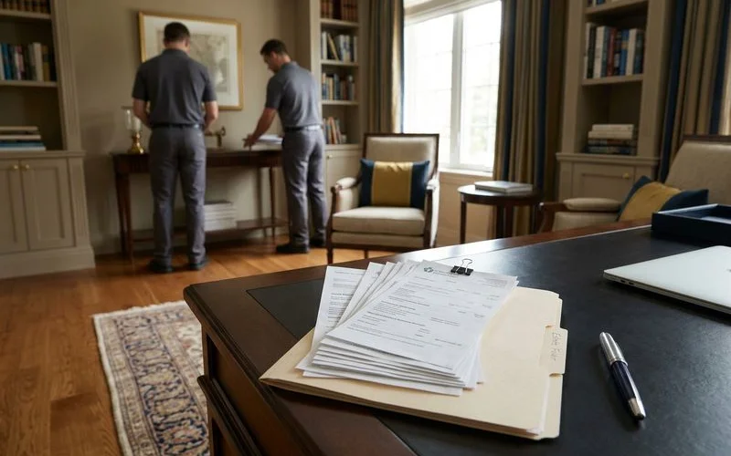 Donation receipts clipped in an estate folder