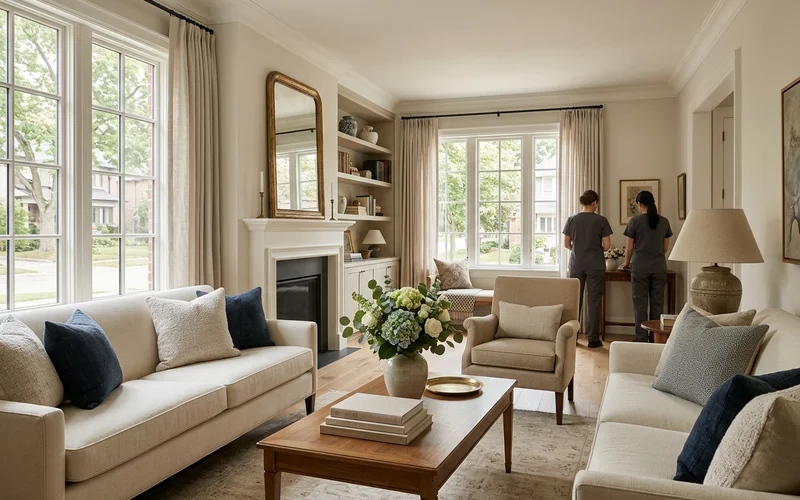 Staged living room after an estate clearing
