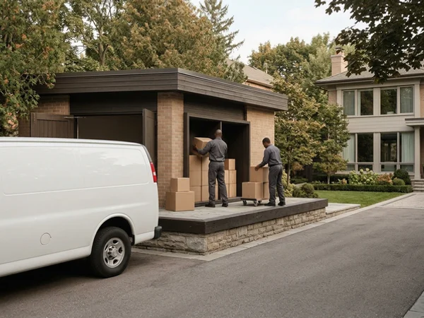 Unmarked van unloading at a charity donation dock