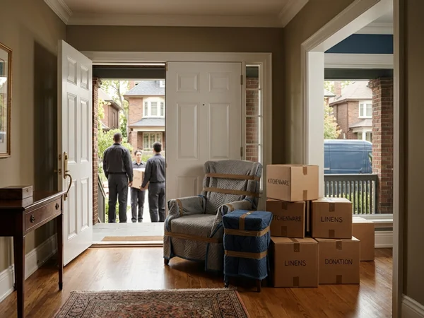 Furniture and housewares staged for donation delivery